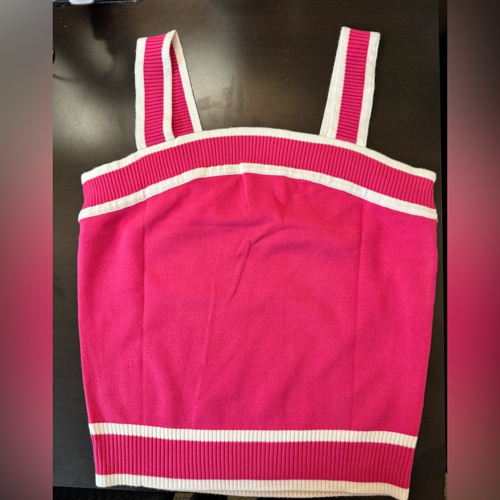 Pink and white knitting style shirt